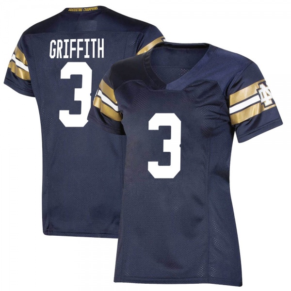 Houston Griffith Notre Dame Fighting Irish NCAA Women's #3 Navy Premier 2021 Shamrock Series Replica College Stitched Football Jersey MLY1255ON